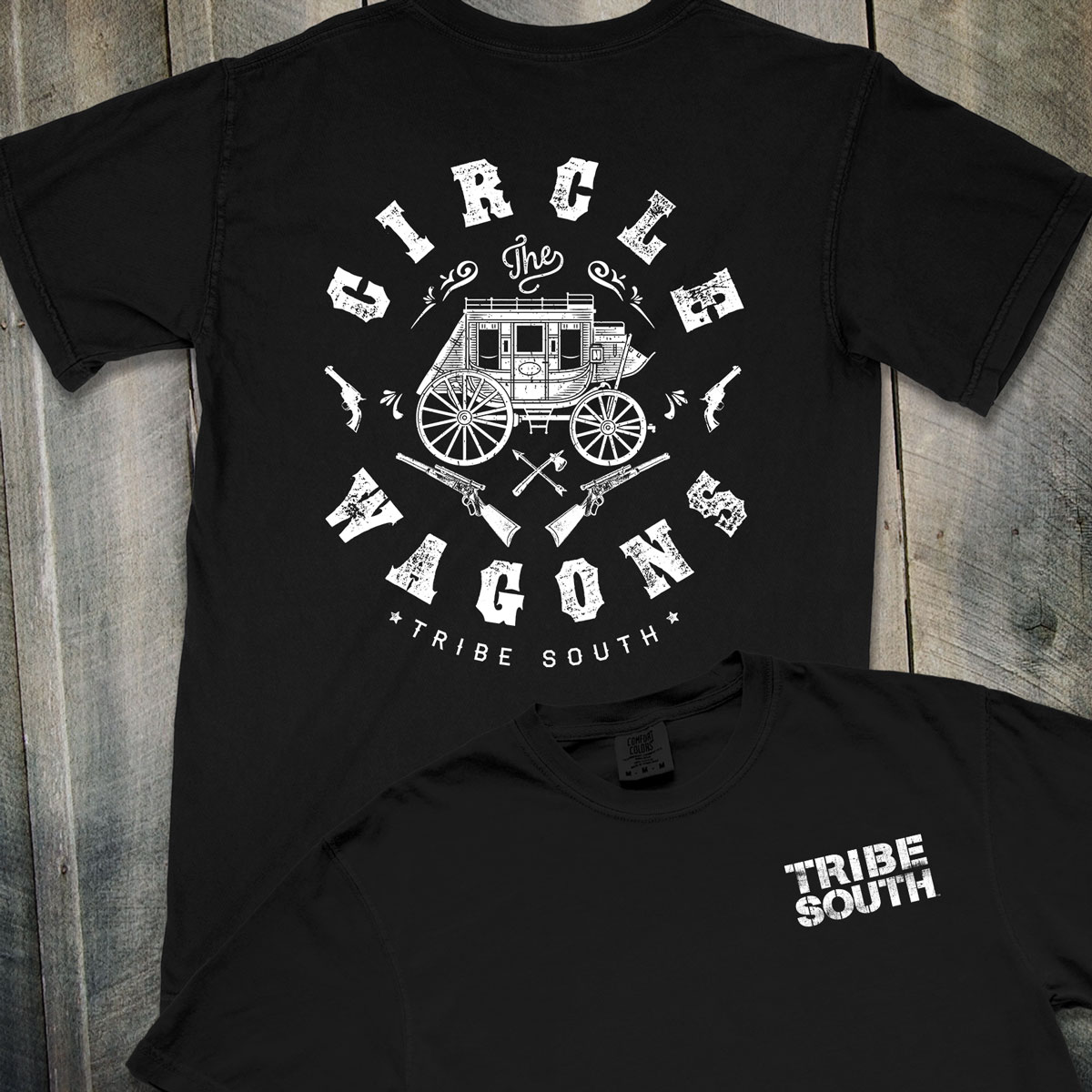 TRIBE SOUTH Circle the Wagons graphic t-shirt