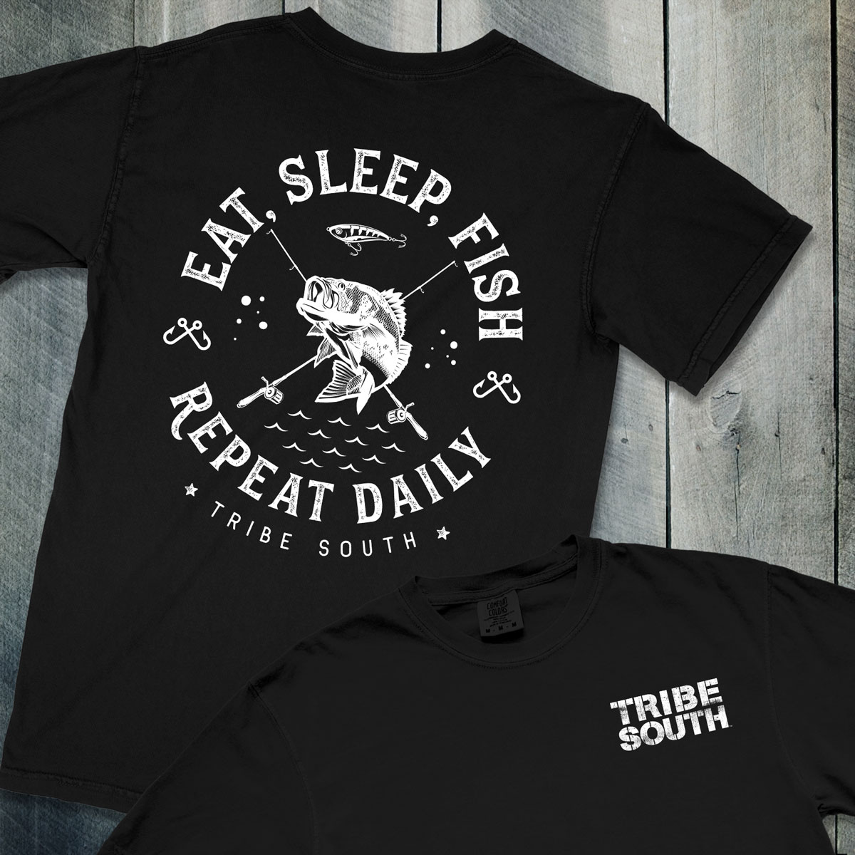 TRIBE SOUTH EAT SLEEP FISH graphic t-shirt