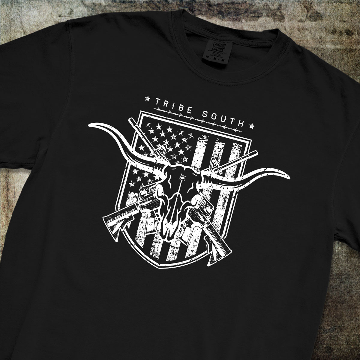 TRIBE SOUTH Longhorn Shield graphic t-shirt