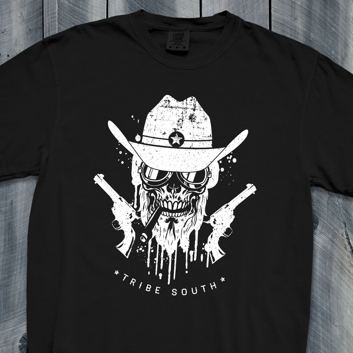 TRIBE SOUTH Sheriff Skull graphic t-shirt